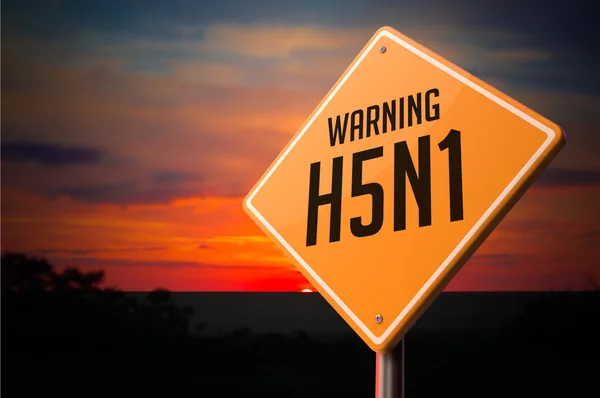 H5N1 en señal de carretera de advertencia . — Foto de Stock