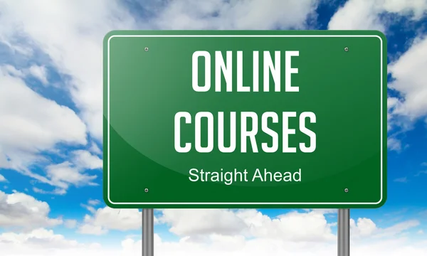 Online Courses on Highway Signpost. — Stock Photo, Image