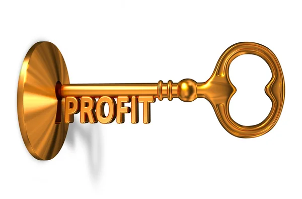 Profit - Golden Key is Inserted into the Keyhole. — Stock Photo, Image