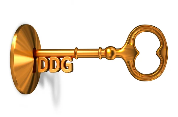 DDG - Chave dourada é inserida no buraco da fechadura . — Fotografia de Stock