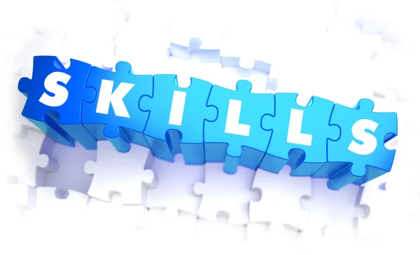 Fähigkeiten - Wort in blauer Farbe auf Volumen-Puzzle. — Stockfoto