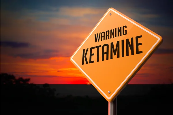 Ketamine on Warning Road Sign. — Stock Photo, Image