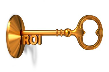 ROI - Golden Key is Inserted into the Keyhole. clipart