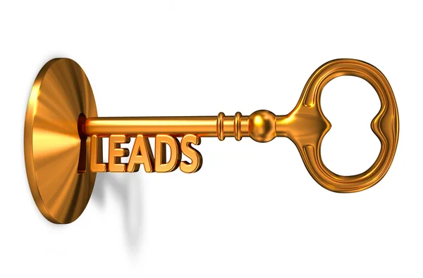 Leads - Golden Key is Inserted into the Keyhole. — Stock Photo, Image