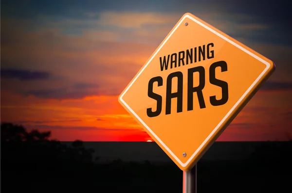SARS na znak drogowy ostrzegawczy. — Zdjęcie stockowe
