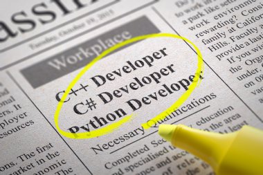 C geliştirici, Python geliştirici iş gazete.