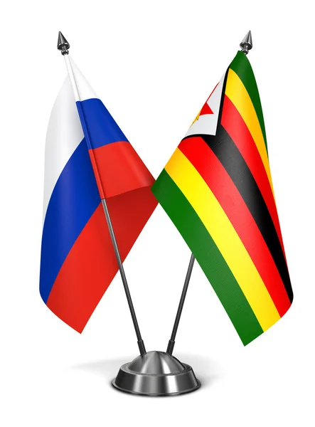 Russie et Zimbabwe - Drapeaux miniatures . — Photo