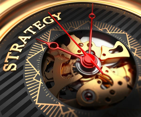 Strategy on Black-Golden Watch Face. — Stock Photo, Image