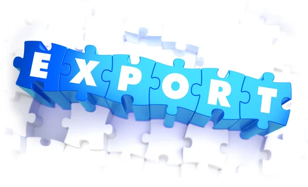 Exporter - Mot en couleur bleue sur le puzzle de volume . — Photo