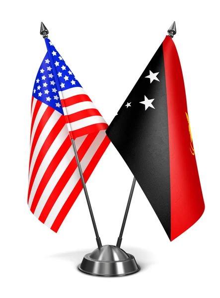 VS en Papoea-Nieuw-Guinea - miniatuur vlaggen. — Stockfoto