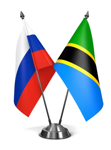 Rusko a Tanzanie - miniaturní příznaky. — Stock fotografie