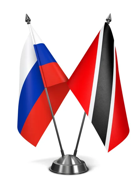Rosja, Trynidad i Tobago - miniaturowe flagi. — Zdjęcie stockowe