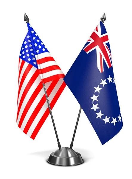 Statele Unite și Insulele Cook - steaguri miniaturale . — Fotografie, imagine de stoc
