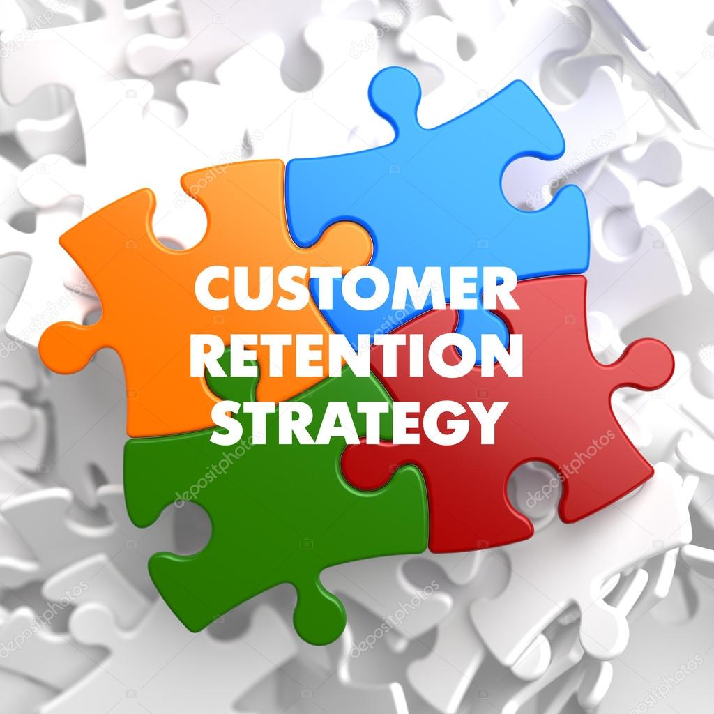 Customer Retention Strategy Texts on Puzzle Pieces