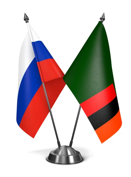 Russia and Zambia - Miniature Flags. — Stock Photo, Image