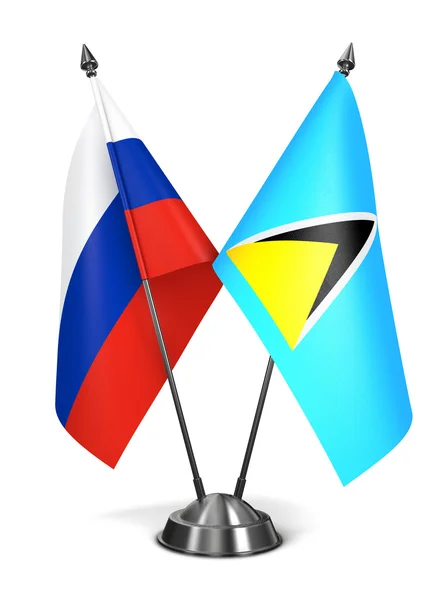 Russia and Saint Lucia - Miniature Flags. — Stock Photo, Image