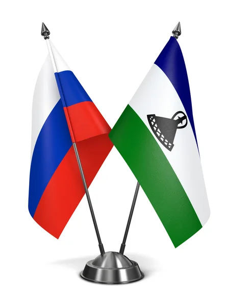 Russland und lesotho - Miniaturfahnen. — Stockfoto