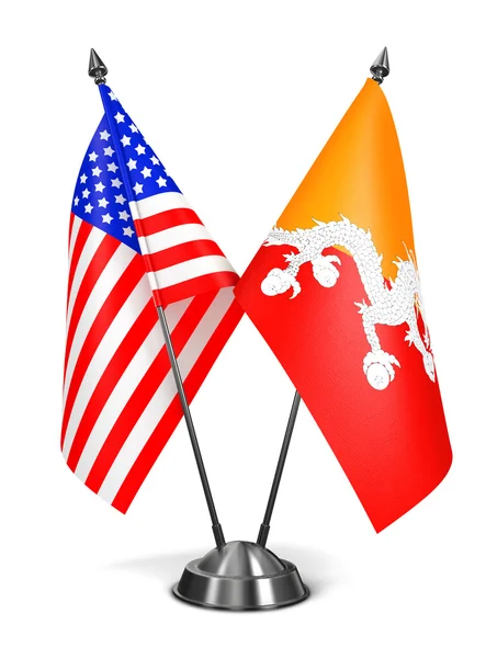 USA and Bhutan - Miniature Flags. — Stock Photo, Image