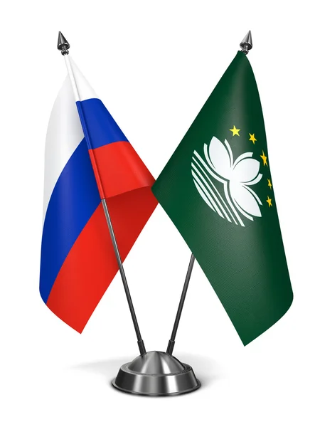 Russia and Macau - Miniature Flags. — Stock Photo, Image