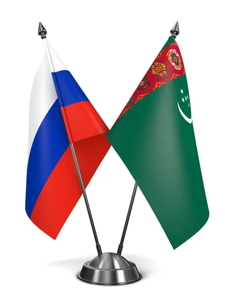 Turkmenistan und russland - miniaturfahnen. — Stockfoto