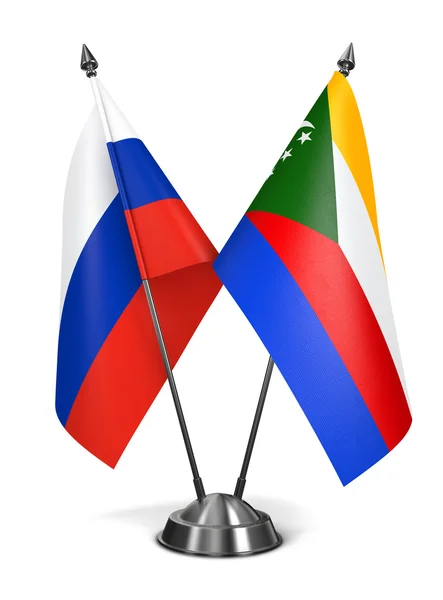 Russia and Comoros - Miniature Flags. — Stock Photo, Image