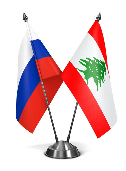 Ryssland och Libanon - miniatyr flaggor. — Stockfoto