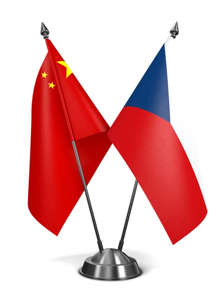 Čína a Česká republika - miniaturní příznaky. — Stock fotografie