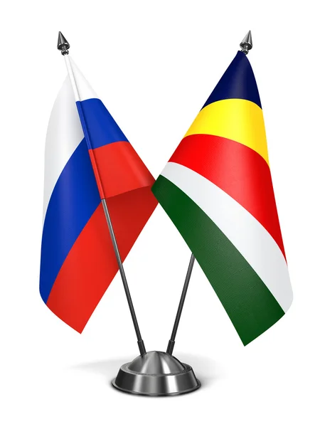 Rusko a Seychely - miniaturní příznaky. — Stock fotografie