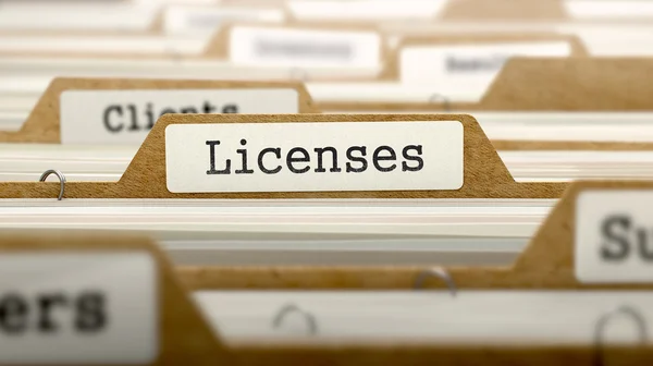 Concepto de licencias con palabra en carpeta . — Foto de Stock