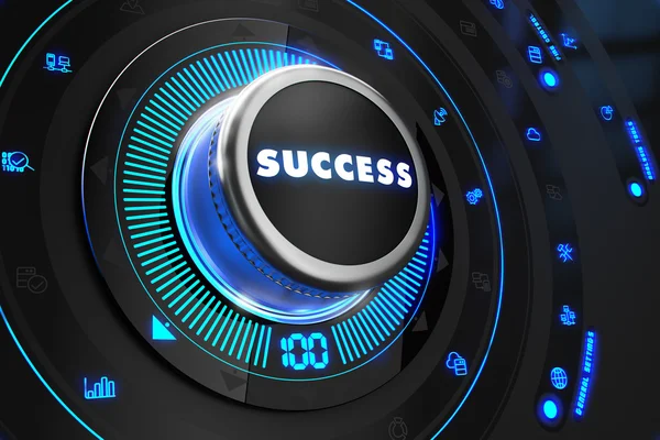 Success Button with Glowing Blue Lights. — Stock Photo, Image