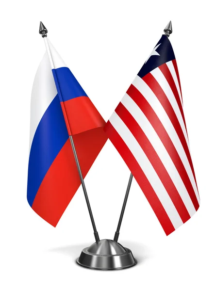 Russia e Liberia Bandiere in miniatura . — Foto Stock