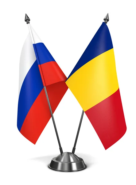 Rosji i Rumunii - miniaturowe flagi. — Zdjęcie stockowe