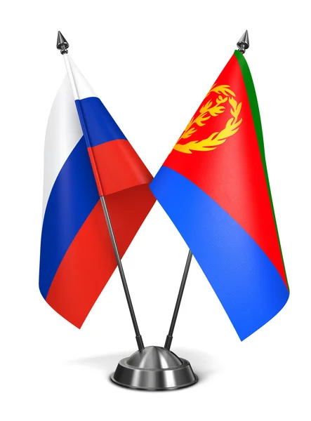 Rusia dan Eritrea - Bendera Miniatur . — Stok Foto
