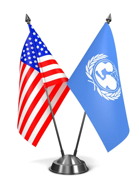 Estados Unidos y UNICEF - Banderas en miniatura . —  Fotos de Stock