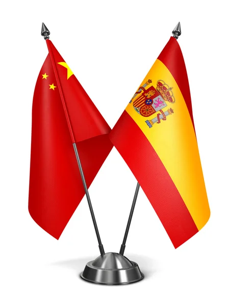 China y España - Banderas en miniatura . — Foto de Stock