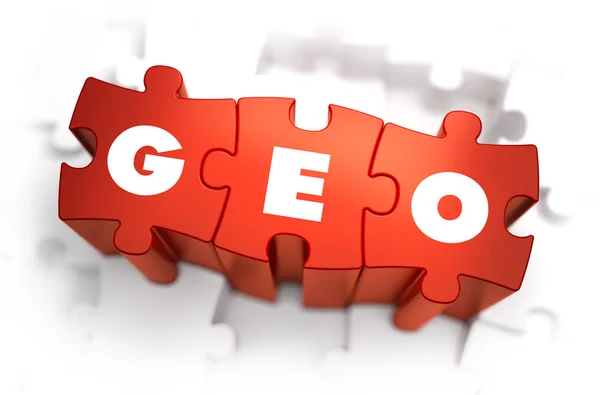Geo - Texto en rompecabezas rojos . — Foto de Stock
