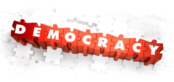 Democracy - Word on Red Puzzles. — Stock Photo, Image