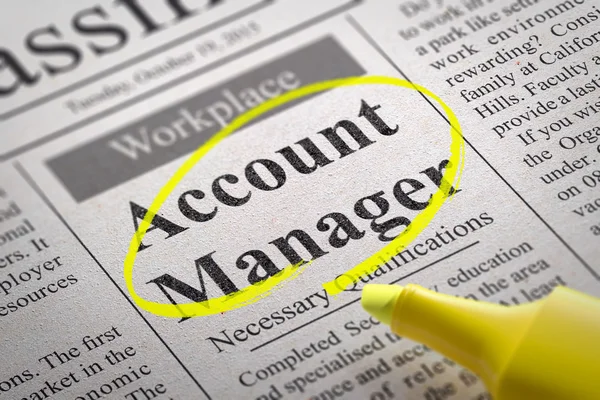 Account Manager vakans i tidningen. — Stockfoto