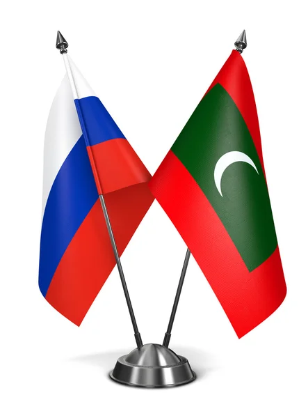 Russland und Malediven - Miniaturfahnen. — Stockfoto