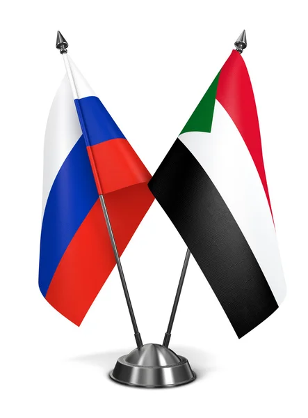Russia and Sudan - Miniature Flags. — Stock Photo, Image