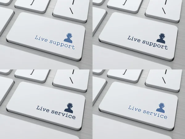 Live Support Button on Keyboard. — Stock Photo, Image