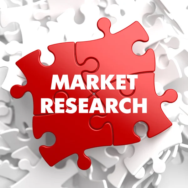 Market Research on Red Puzzle. — Stock Photo, Image