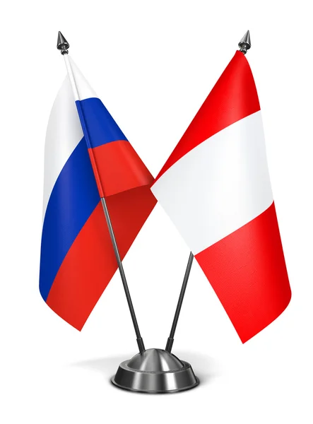 Russia and Peru - Miniature Flags. — Stock Photo, Image