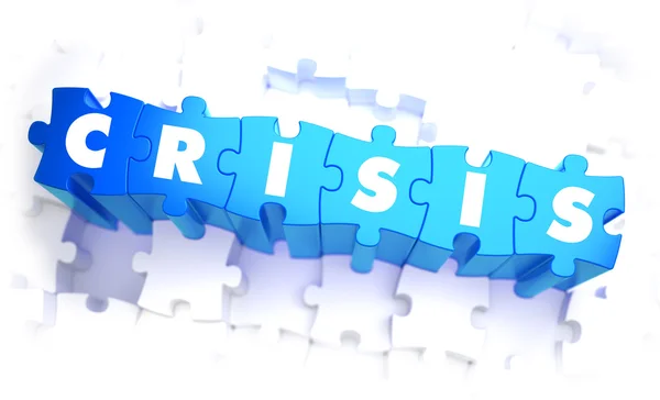 Crisi - Testo su puzzle blu su sfondo bianco . — Foto Stock