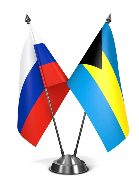 Rusko a Bahamy - miniaturní příznaky. — Stock fotografie