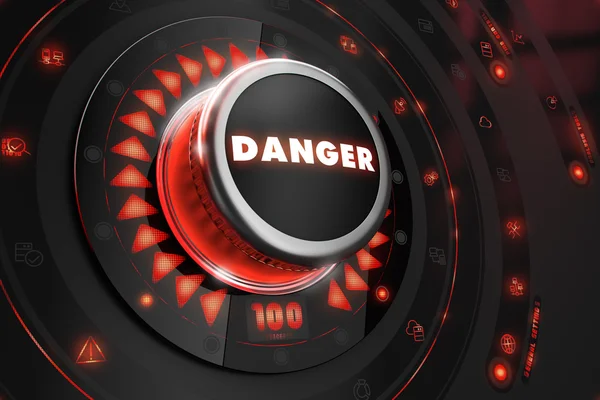 Кнопка "Опасность" с сияющими красными огнями . — стоковое фото