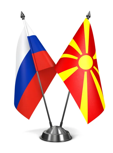 Rusko a Makedonie - miniaturní příznaky. — Stock fotografie