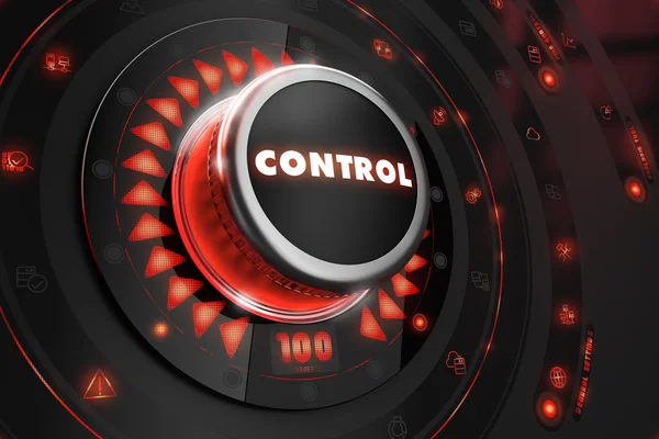 Control Regulator on Black Console. — Stock Photo, Image