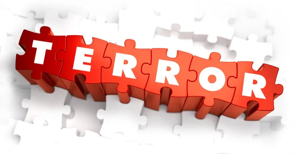 Terror - wit Word op rode puzzels. — Stockfoto