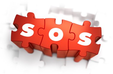 SOS - Text on Red Puzzles. clipart